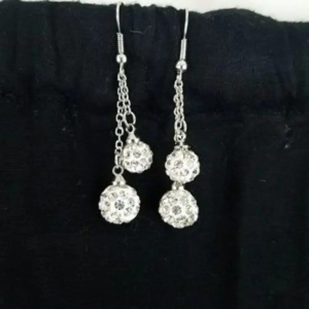 NEW Crystal Elements Fashion Sterling Silver Plated Dangle Earrings
